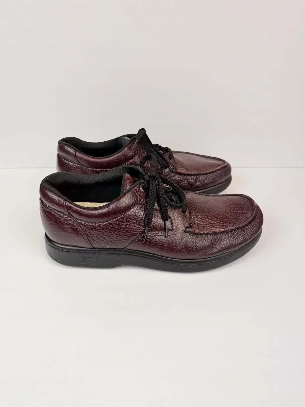 SAS Bout Time Cordovan Leather Moc Toe Lace Up Walking Shoes Men's Size 10.5 N